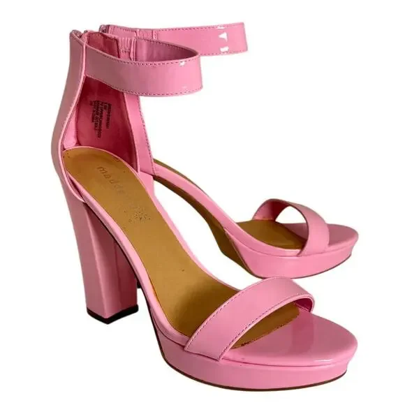 Madden Siren Pink Patent Platform Block Heel Sandals Women’s 8.5 Barbiecore - Picture 1 of 16